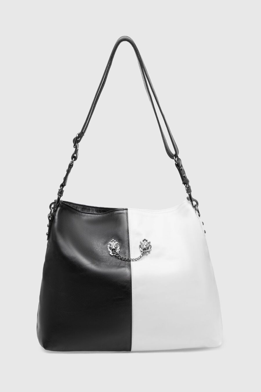 Cruella Leather Bag in White & Black - Image 2